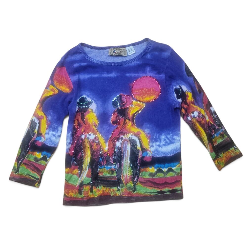 DON'T MESS WITH TEXAS Long Sleeve Graphic Shirt Women's M Y2K Western Cowgirl